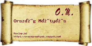 Ország Mátyás névjegykártya